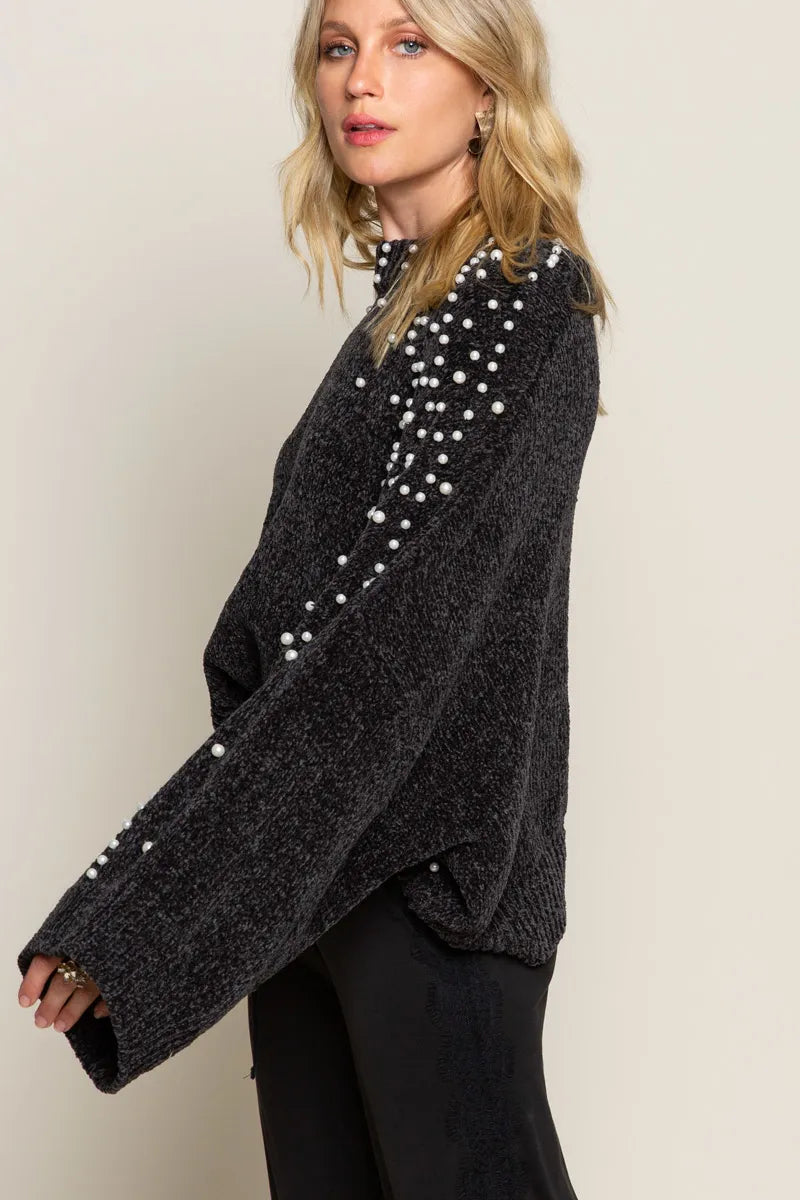 Oversized Pearl Embellished Sweater - steven wick