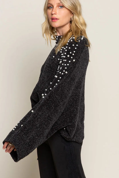 Oversized Pearl Embellished Sweater - steven wick