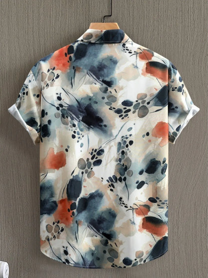 Men's Printed Button Up Short Sleeve Shirt - steven wick