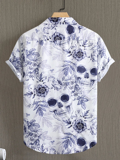 Men's Printed Button Up Short Sleeve Shirt - steven wick