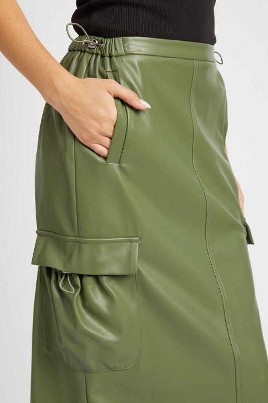 Leather Cargo Maxi Skirt - steven wick
