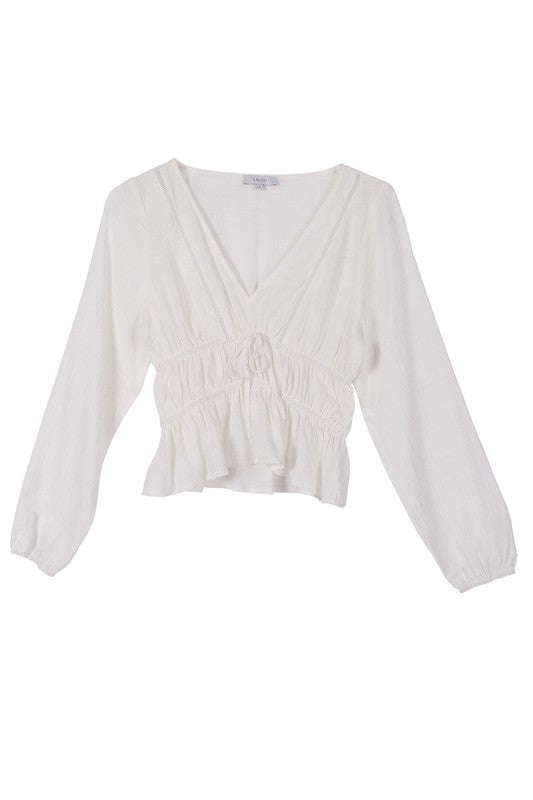 White Long-sleeved Sheer Lace Top - steven wick