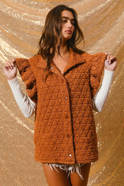 Quilting Knit Ruffle Sleeve Vest - steven wick