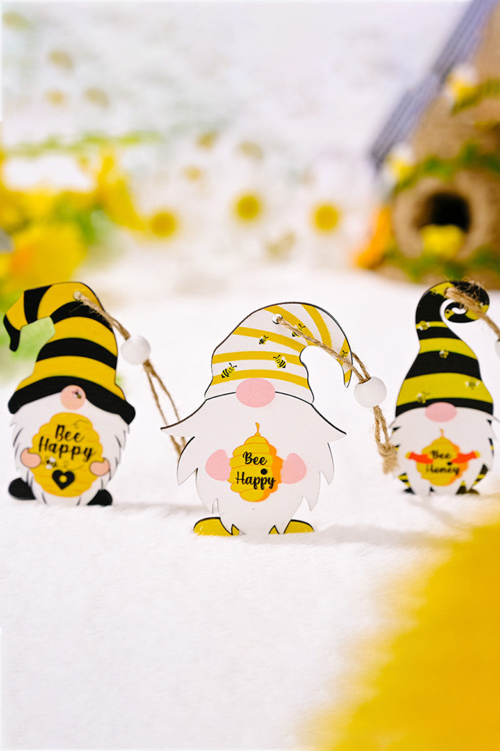3-Pack Bee Wood Gnome Ornaments - steven wick