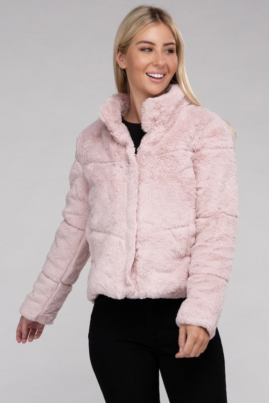 Fluffy Zip-Up Sweater Jacket - steven wick