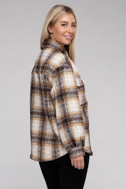 Cozy Plaid Flannel Shacket - steven wick