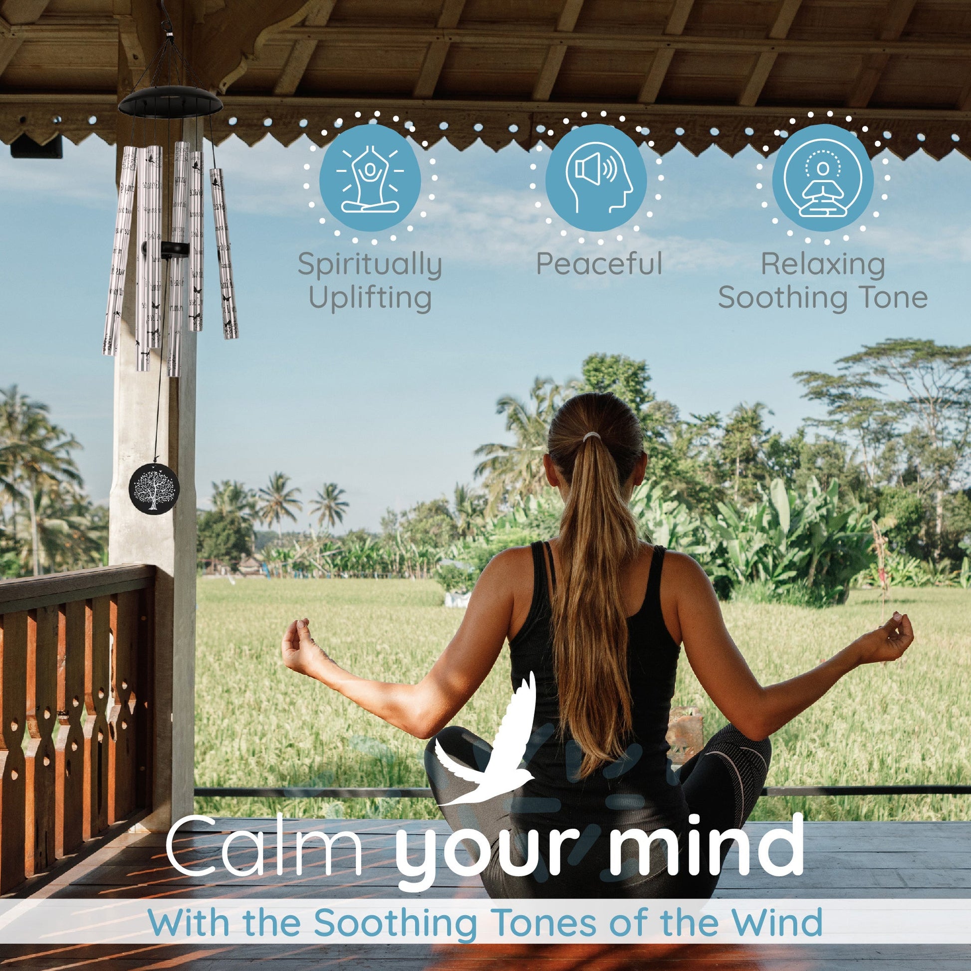 Gift Bundle - Serenity Memorial Wind Chimes, Thoughtful Gift For Special Occasions or Reflections Amazing Grace Scripture 40&quot; - steven wick