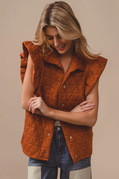 Quilting Knit Ruffle Sleeve Vest - steven wick