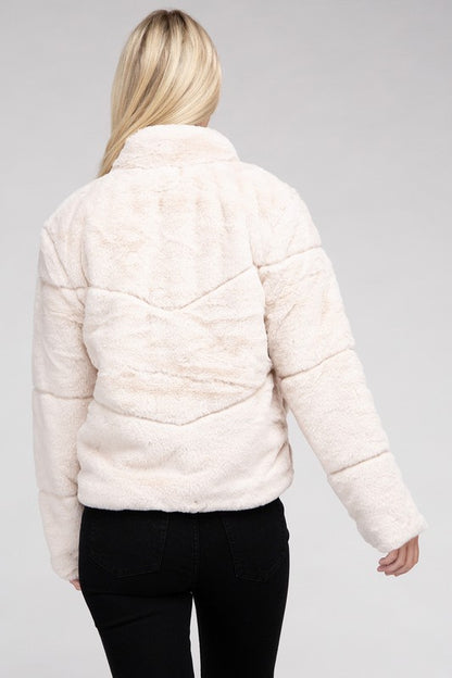 Fluffy Zip-Up Sweater Jacket - steven wick