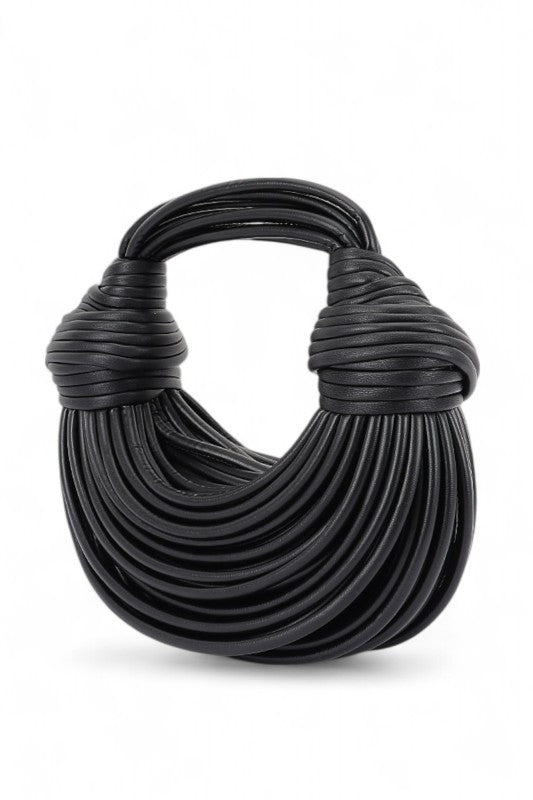 Faux Leather String Rope Top Handle Swing Bag - steven wick