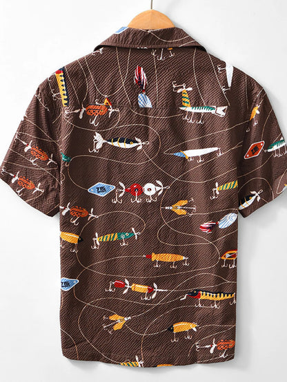 Men's Printed Button Up Short Sleeve Shirt - steven wick
