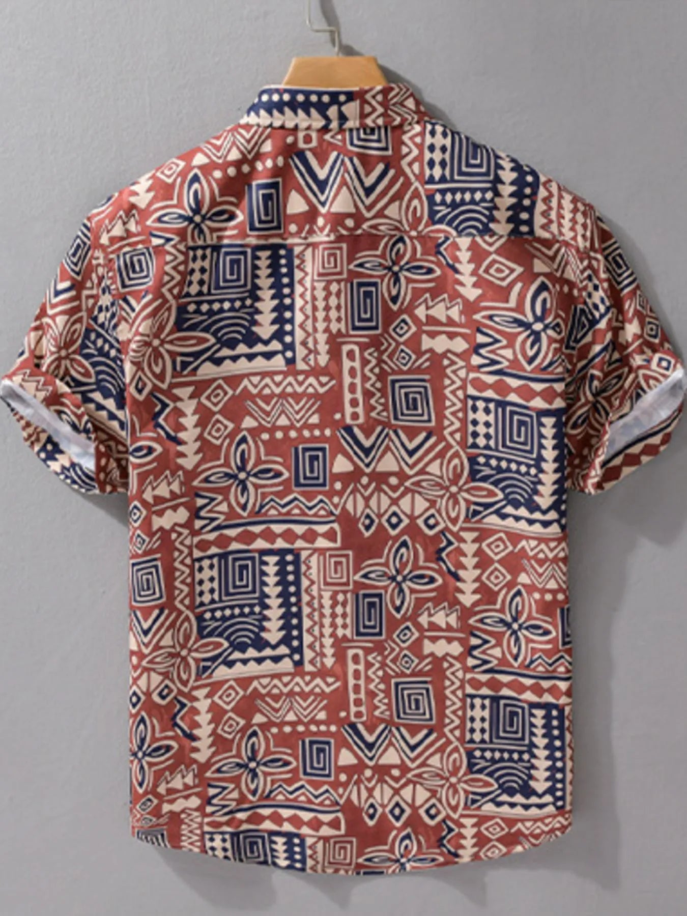 Men's Plus Size Printed Button Up Short Sleeve Shirt - steven wick