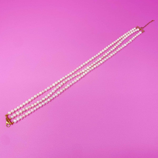 Three Strands Freshwater Pearl Necklace - steven wick