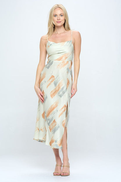 Paint Stroke Midi Slip Dress - steven wick