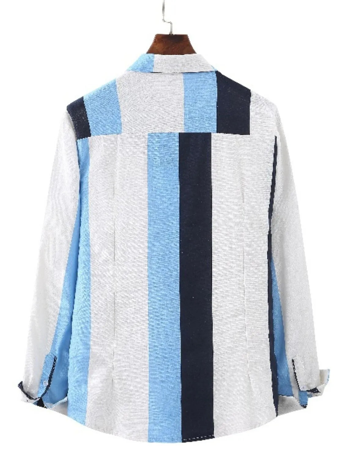 Men's Plus Size Striped Button Up Long Sleeve&middot; Shirt - steven wick