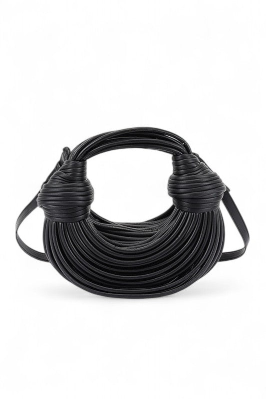 Faux Leather String Rope Top Handle Swing Bag - steven wick