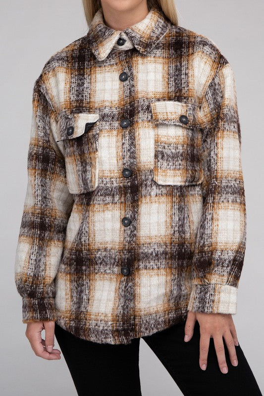 Cozy Plaid Flannel Shacket - steven wick