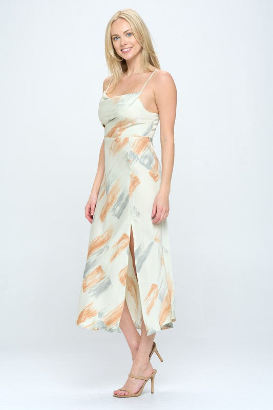 Paint Stroke Midi Slip Dress - steven wick