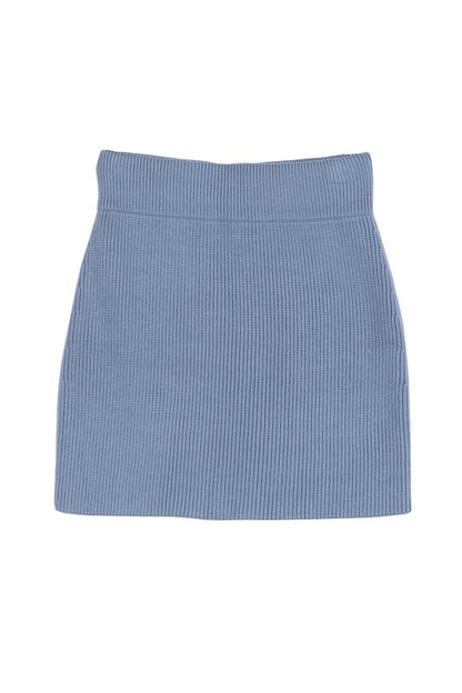 Ribbed Knit Crop Top And Skirt Set - steven wick