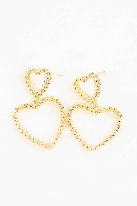 Gold Cara Heart Drop Earrings