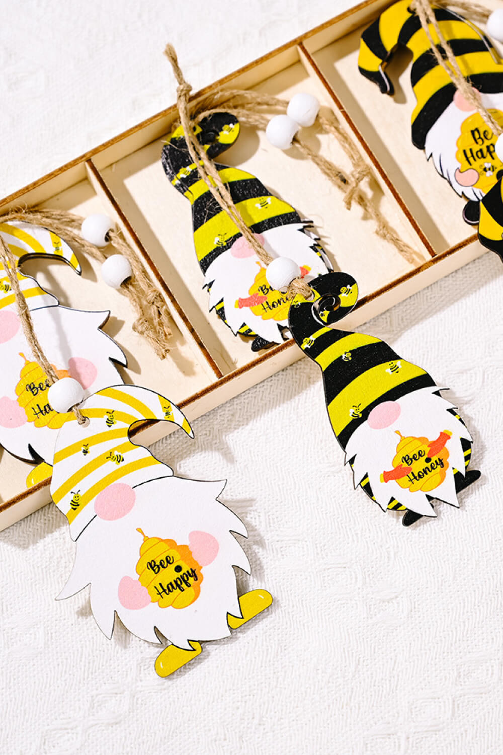 3-Pack Bee Wood Gnome Ornaments - steven wick