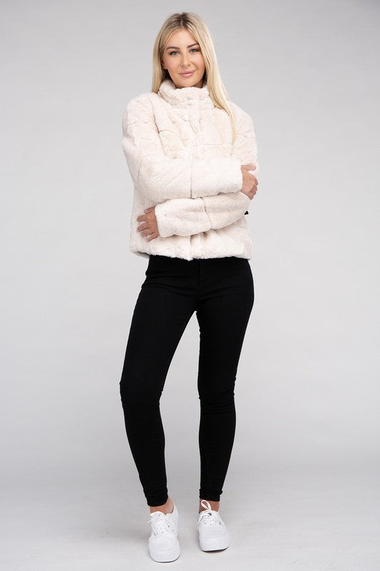 Fluffy Zip-Up Sweater Jacket - steven wick