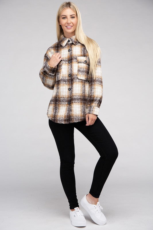 Cozy Plaid Flannel Shacket - steven wick