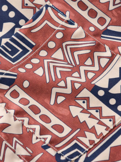 Men's Plus Size Printed Button Up Short Sleeve Shirt - steven wick