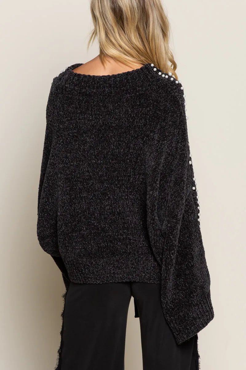 Oversized Pearl Embellished Sweater - steven wick
