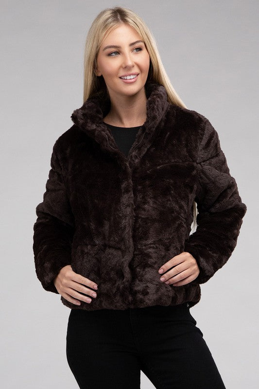 Fluffy Zip-Up Sweater Jacket - steven wick