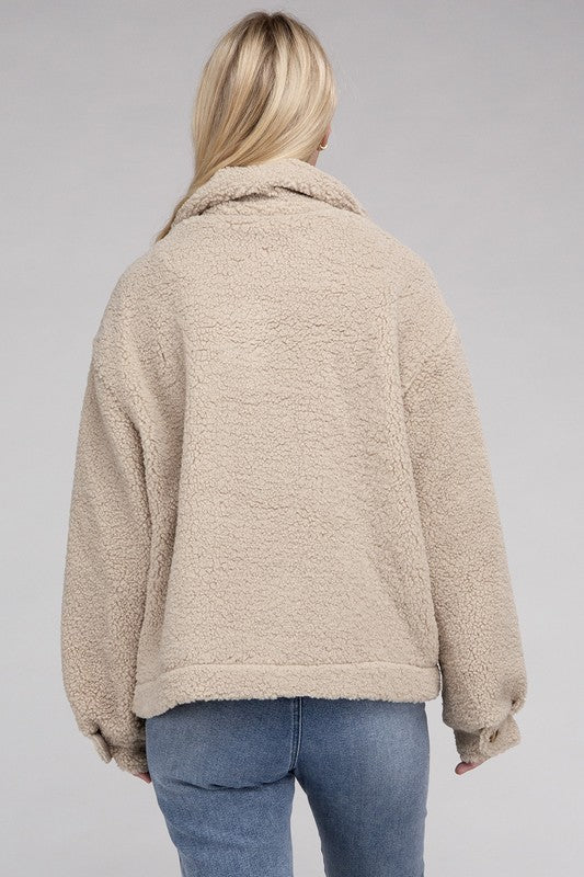 Cozy Sherpa Button-Front Jacket - steven wick