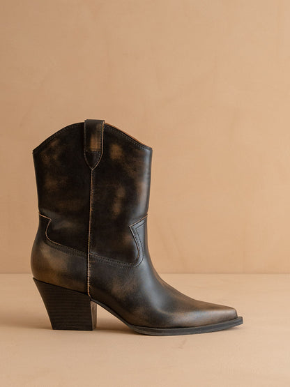 The Ames | Brown Short Cowgirl Booties