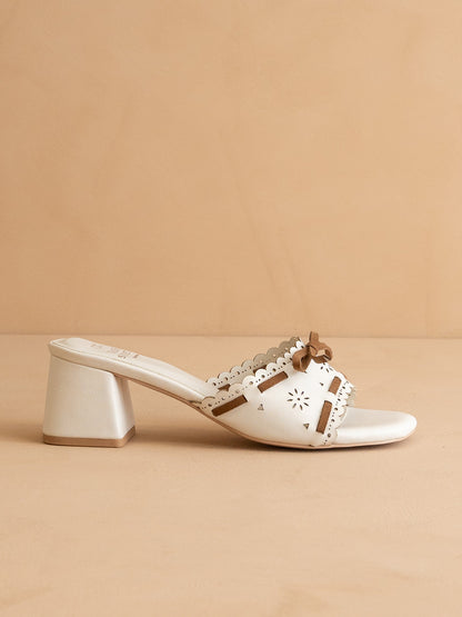 The Breda | White Sweet Low Block Heel Sandal - steven wick