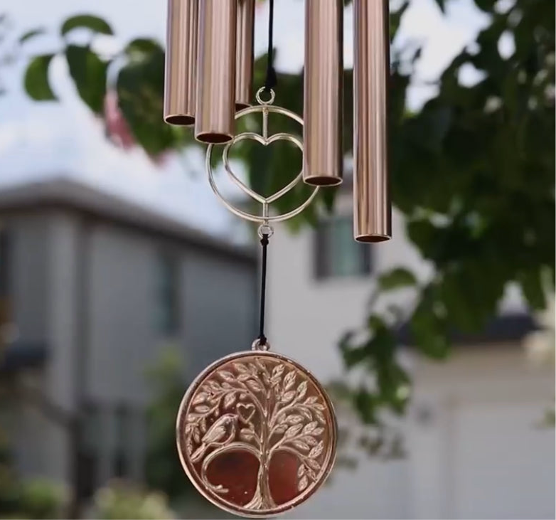 Memorial Wind Chime &ndash; Whispering Hearts&trade; Collection &ndash; Platinum Rose Personalized 30&rdquo; - steven wick