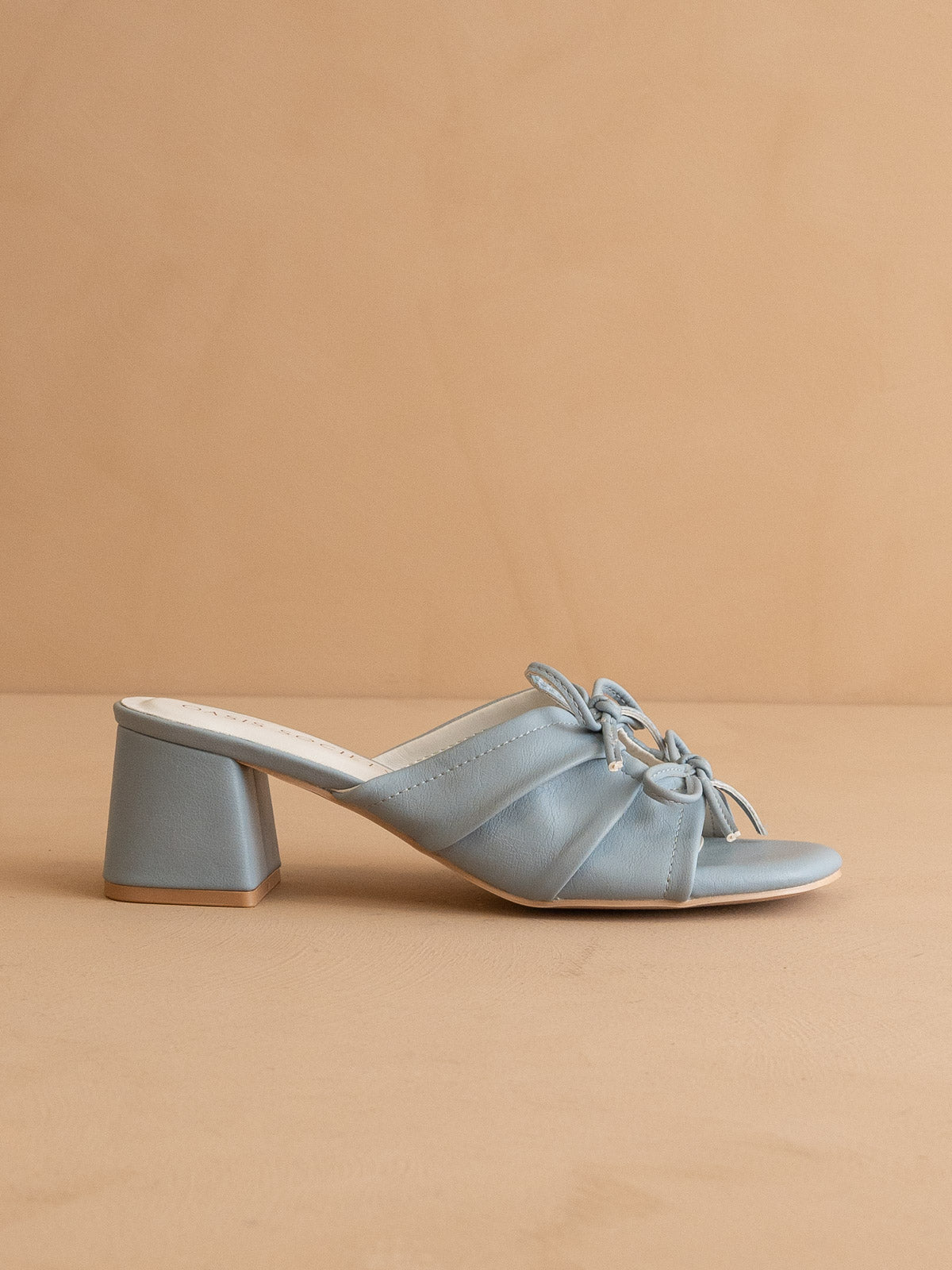 The Emerald | Blue Double Bow Peep Hole Sandal - steven wick