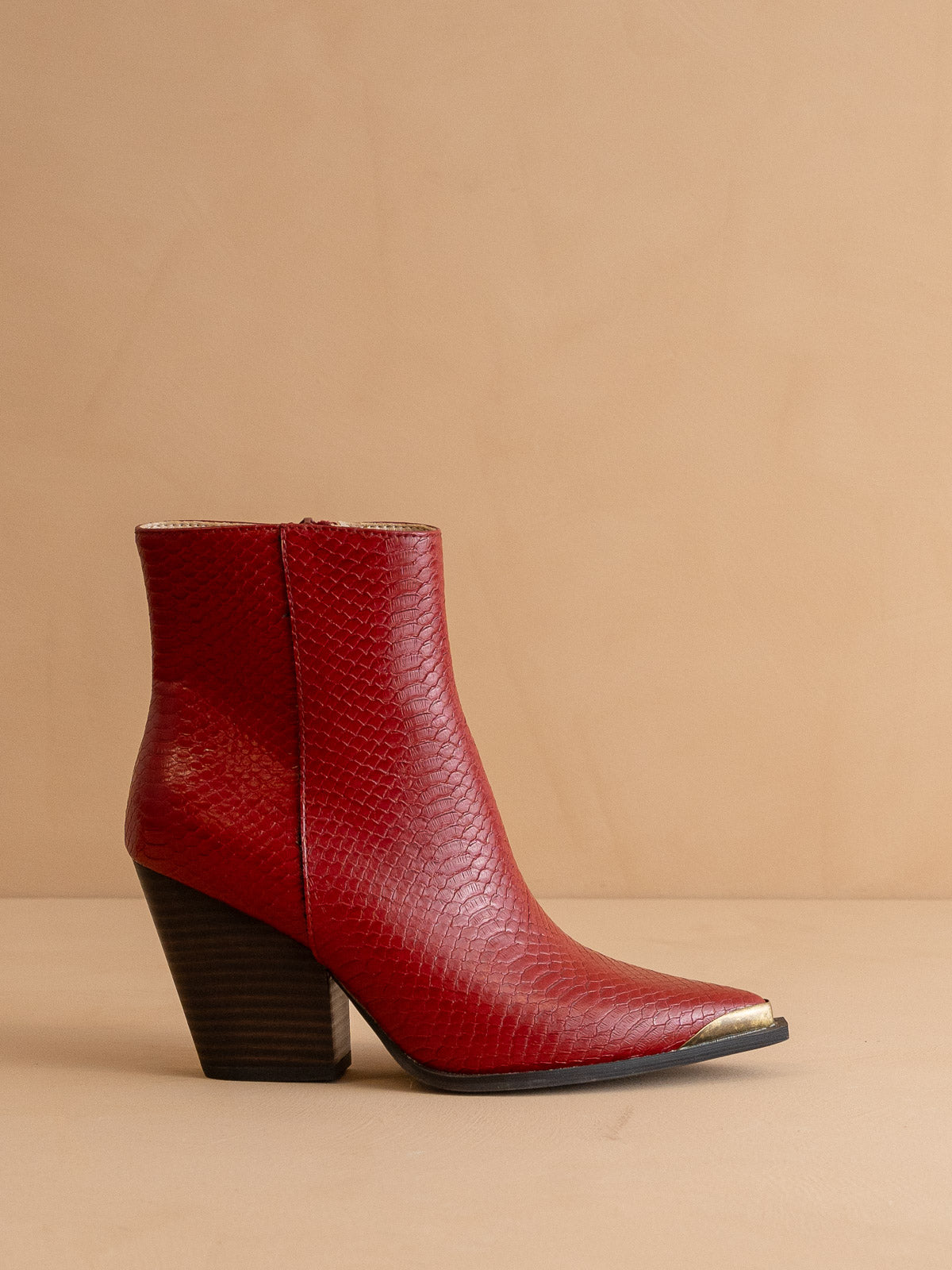 The Frankie | Red Pointed Toe Cap Bootie - steven wick