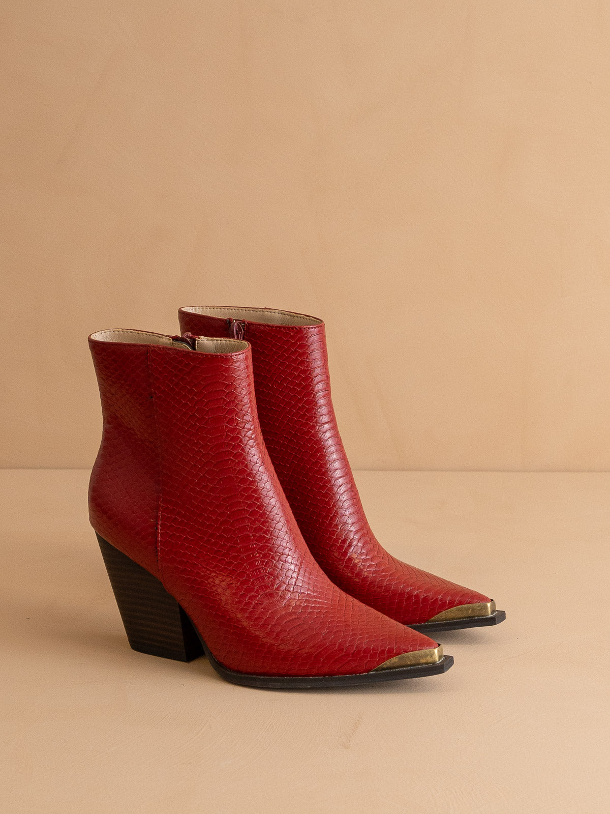 The Frankie | Red Pointed Toe Cap Bootie - steven wick
