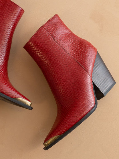The Frankie | Red Pointed Toe Cap Bootie - steven wick