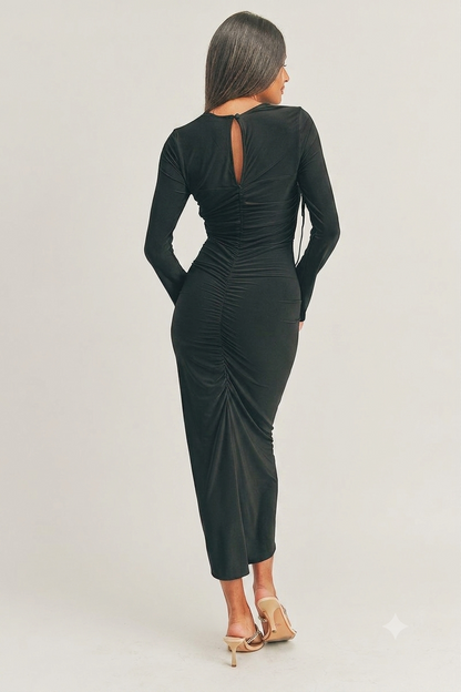 Bella Long Sleeve Verticated Midi Dress