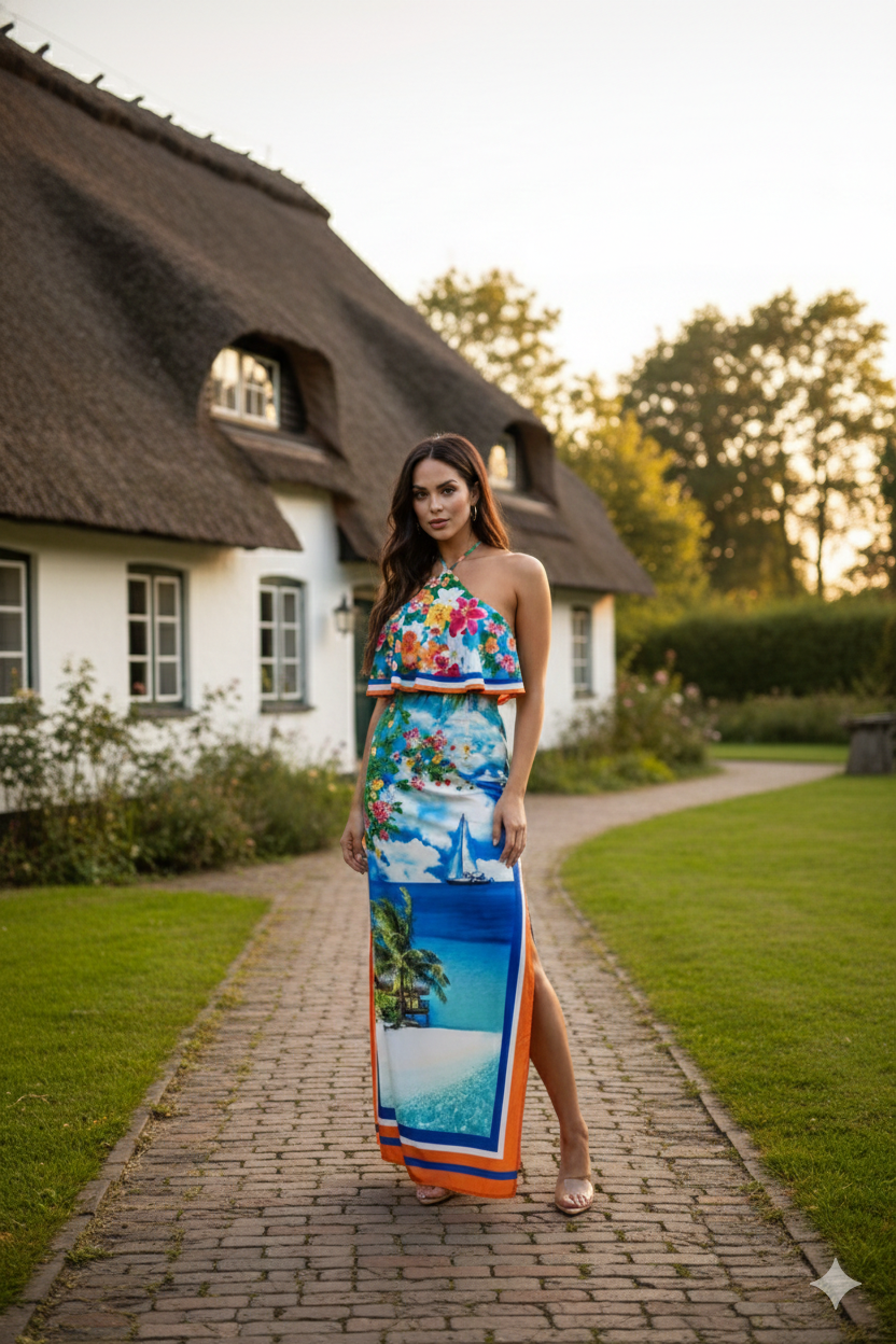 Nene Ocean Breeze Maxi Silky Island Dress
