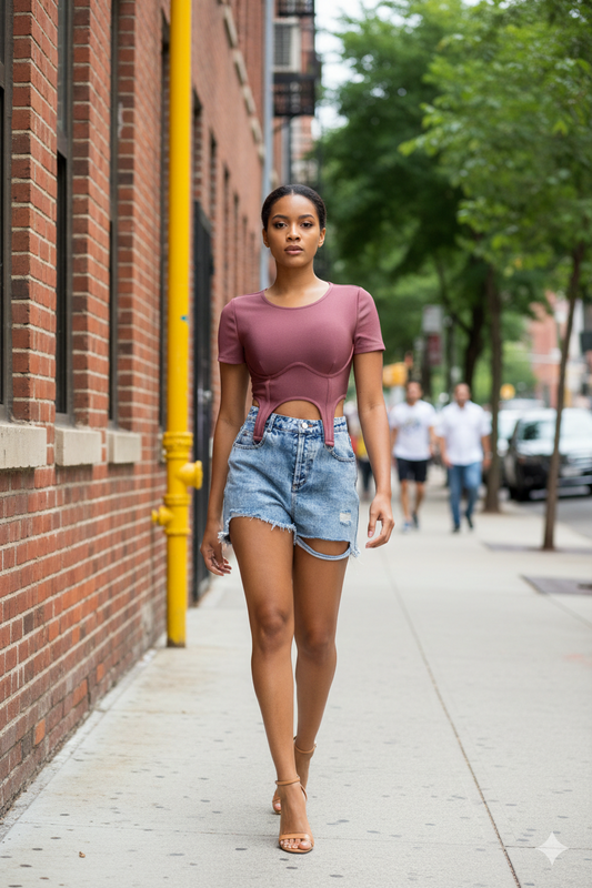 Asymmetrical Bandage Crop Top With Buckle