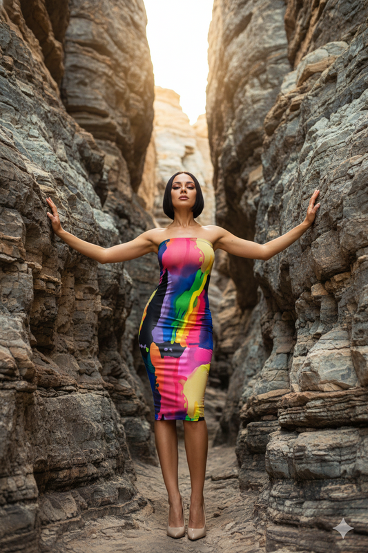 Painted Tube Multicolor Bodycon Dress
