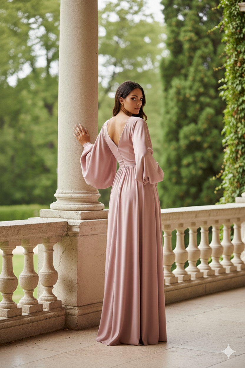 Phoebe Deep Mauve Long Sleeve Maxi Dress
