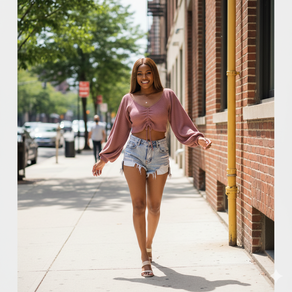 Pink Long Sleeve Knitted Crop Top