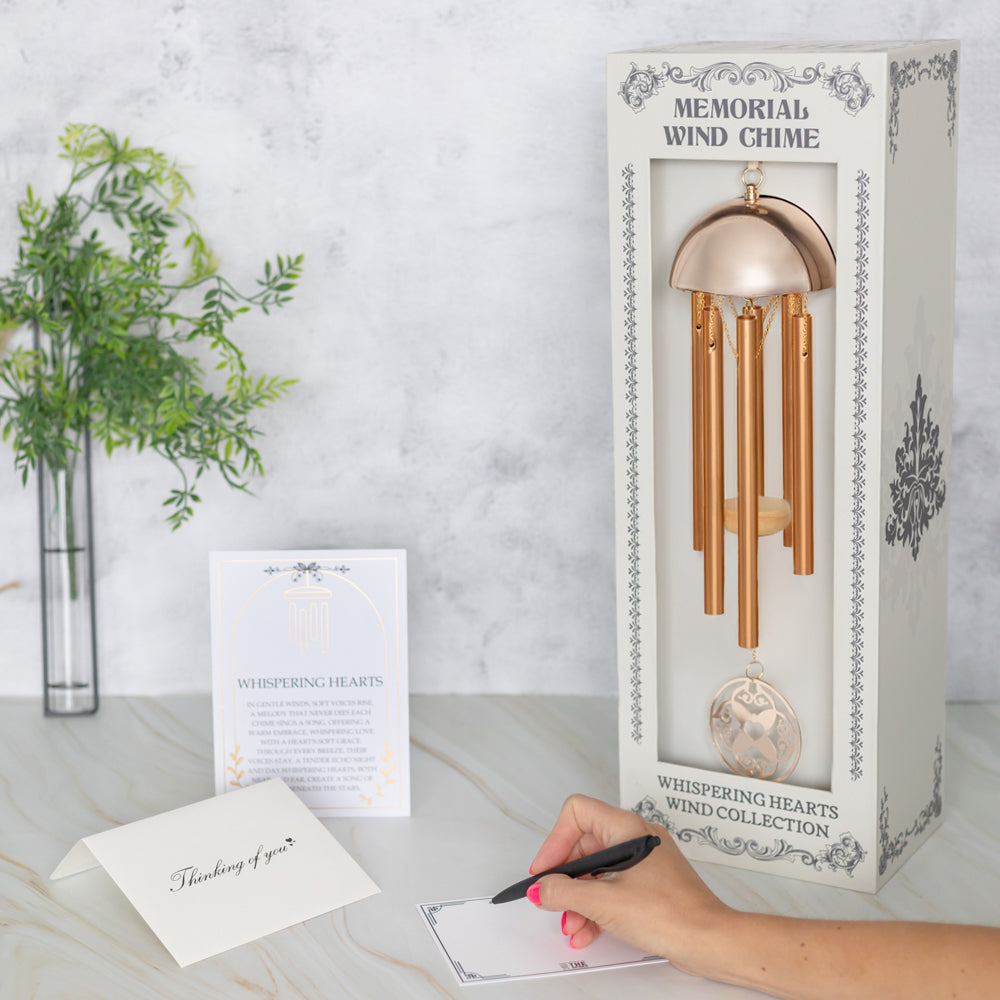 Memorial Wind Chime &ndash; Whispering Hearts&trade; Collection &ndash; Warm Gold 15&rdquo; - steven wick