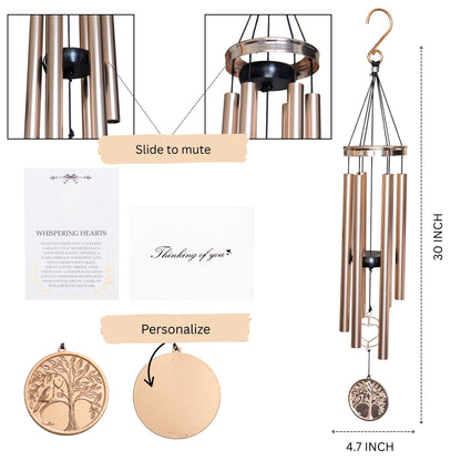 Memorial Wind Chime &ndash; Whispering Hearts&trade; Collection &ndash; Platinum Rose Personalized 30&rdquo; - steven wick