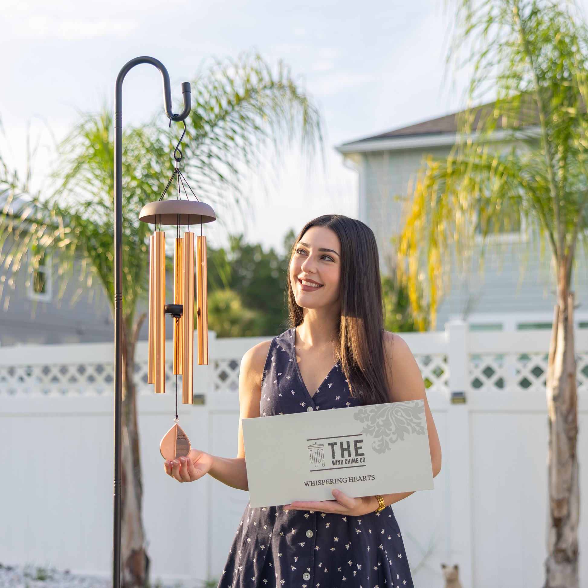 Gift Bundle - Memorial Wind Chimes &ndash; Whispering Hearts&trade; Collection &ndash; Rose Gold - Memorial Heart Included 28&rdquo; - steven wick