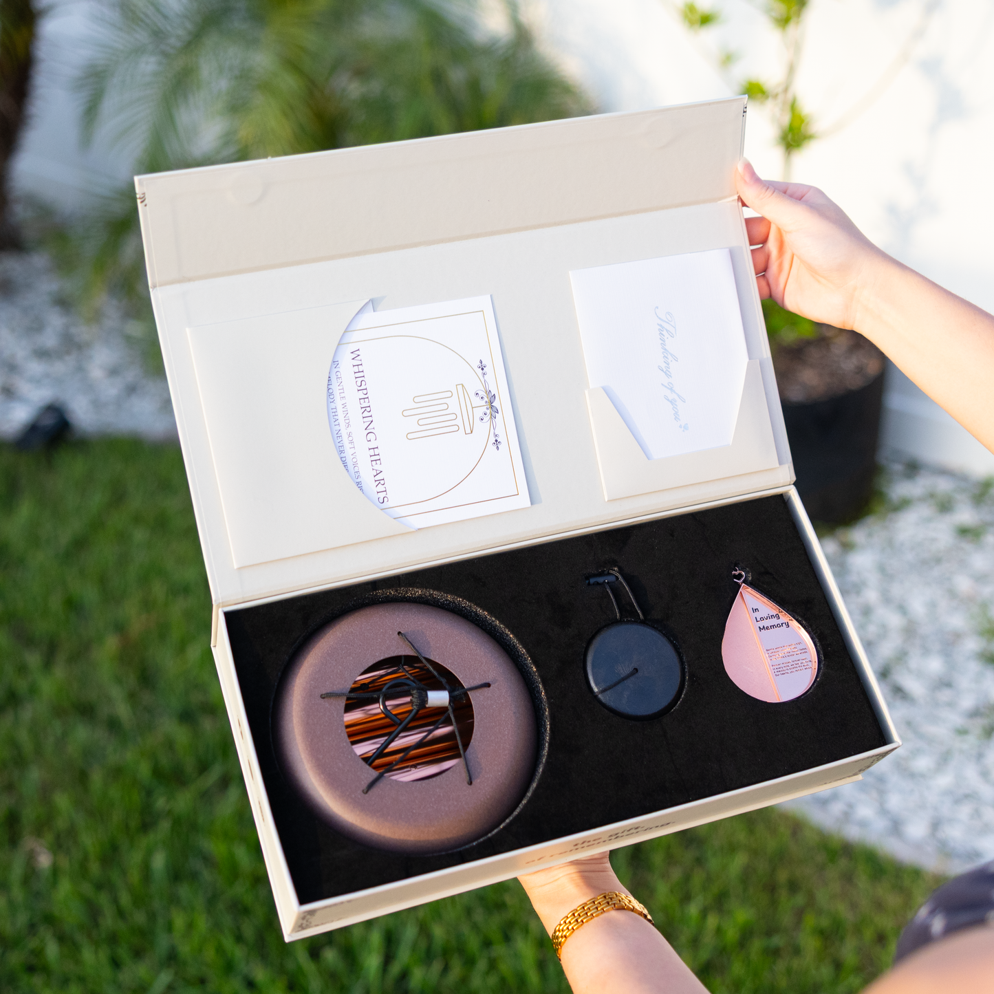 Memorial Wind Chime &ndash; Whispering Hearts&trade; Collection &ndash; Rose Gold 28&rdquo; - steven wick