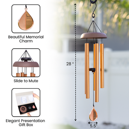 Gift Bundle - Memorial Wind Chimes &ndash; Whispering Hearts&trade; Collection &ndash; Rose Gold - Memorial Heart Included 28&rdquo; - steven wick