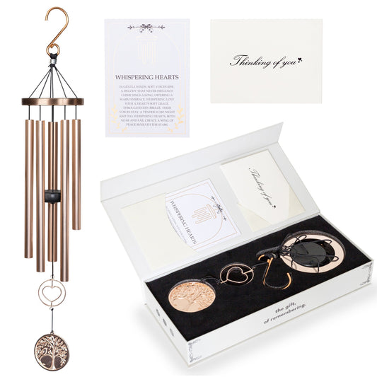 Memorial Wind Chime &ndash; Whispering Hearts&trade; Collection &ndash; Platinum Rose Personalized 30&rdquo; - steven wick